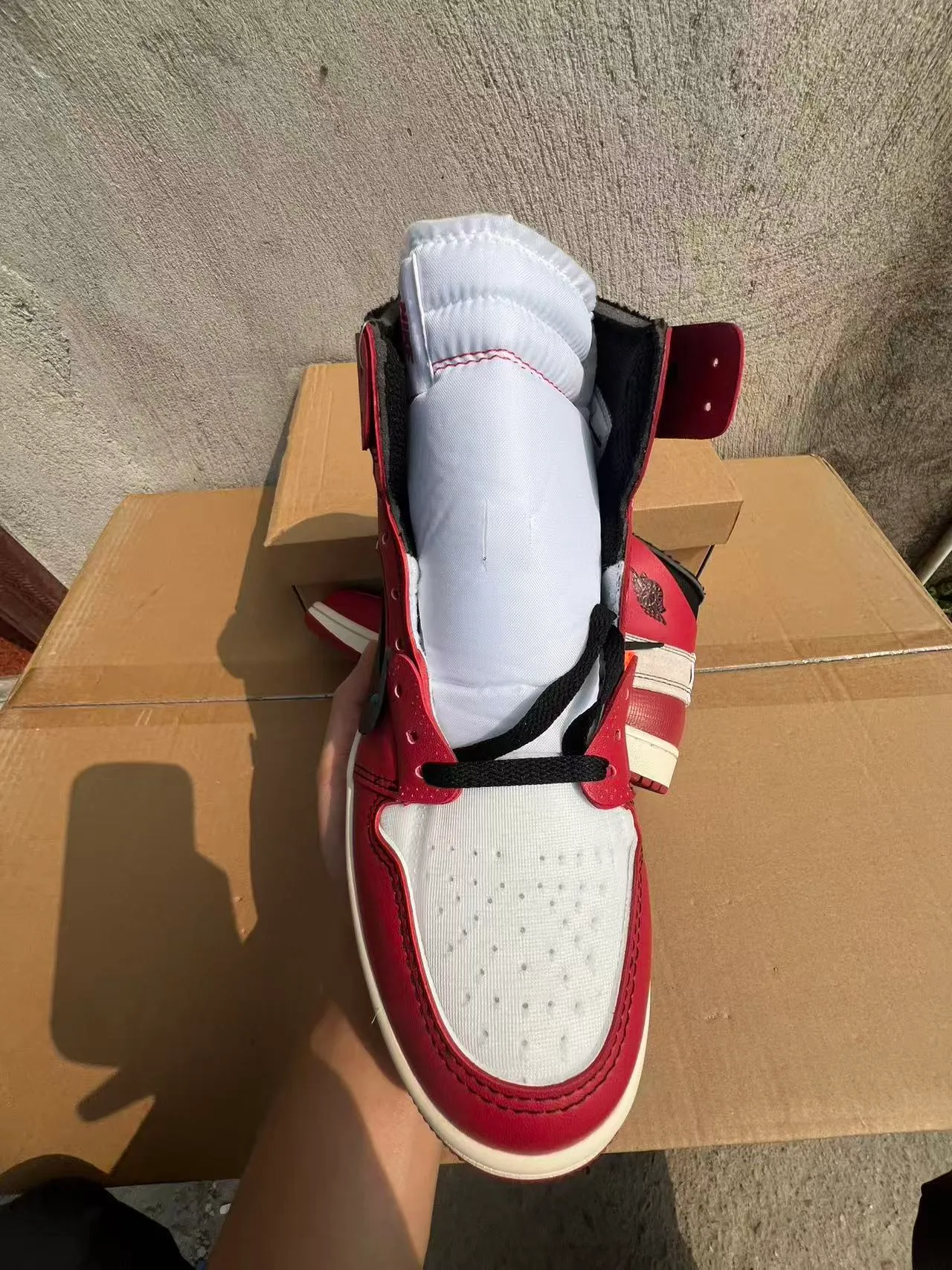 Air Jordan 1 Off-White x Nike 'University Red' Chaussures de basketball déconstruites 3