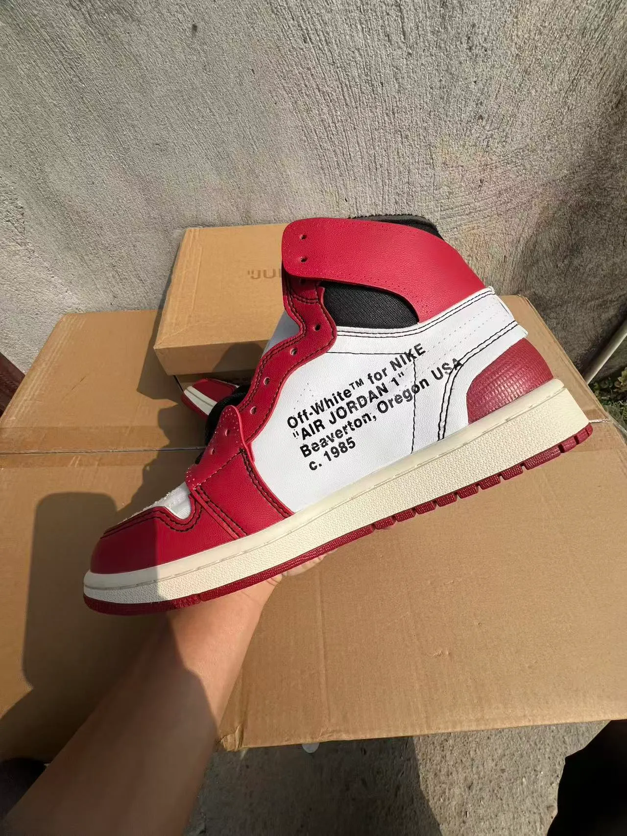 Air Jordan 1 Off-White x Nike 'University Red' Chaussures de basketball déconstruites 5