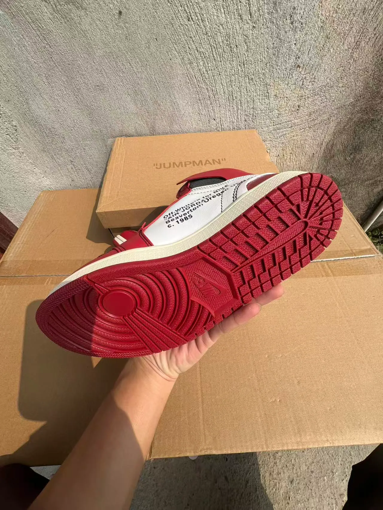 Air Jordan 1 Off-White x Nike 'University Red' Chaussures de basketball déconstruites 6