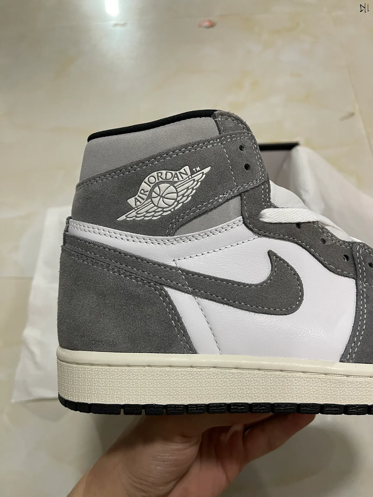 Air Jordan 1 White and Gray Suede High-Top Basketball Shoes 7