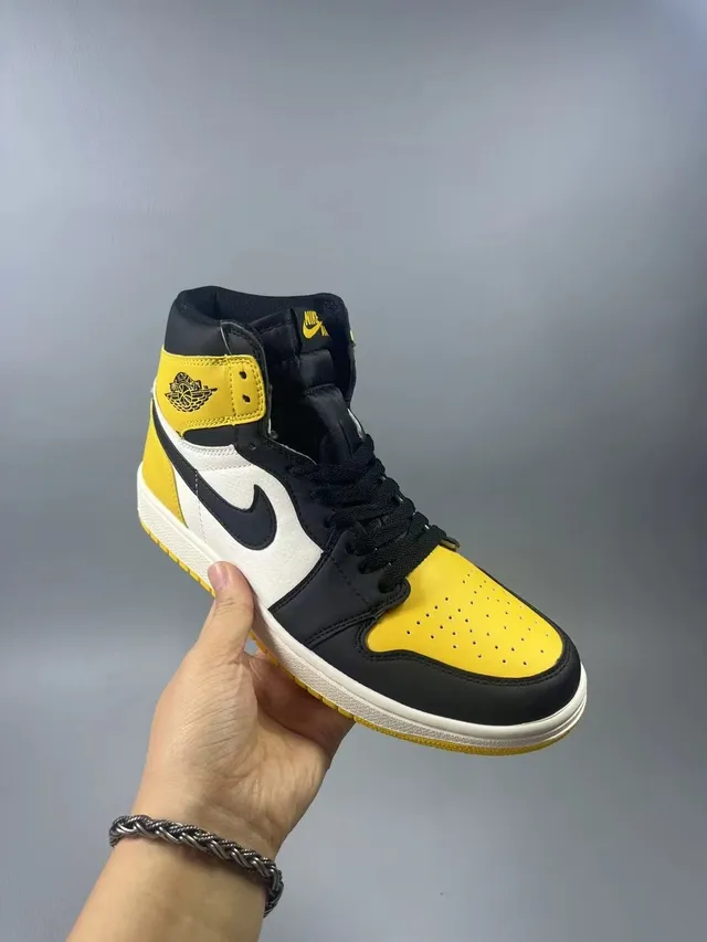 Air Jordan 1 Yellow Black White Basketball Shoes 5