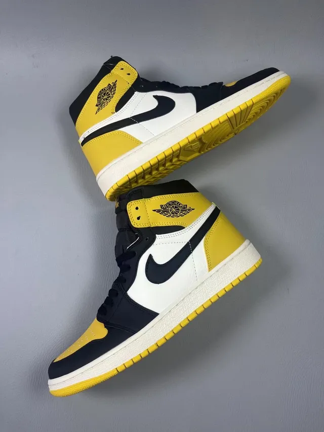 Air Jordan 1 Yellow Black White Basketball Shoes 8