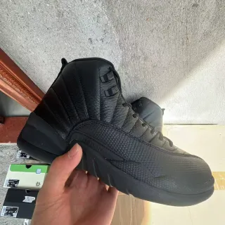 Air Jordan 12 All-Black Leather Basketball Shoes