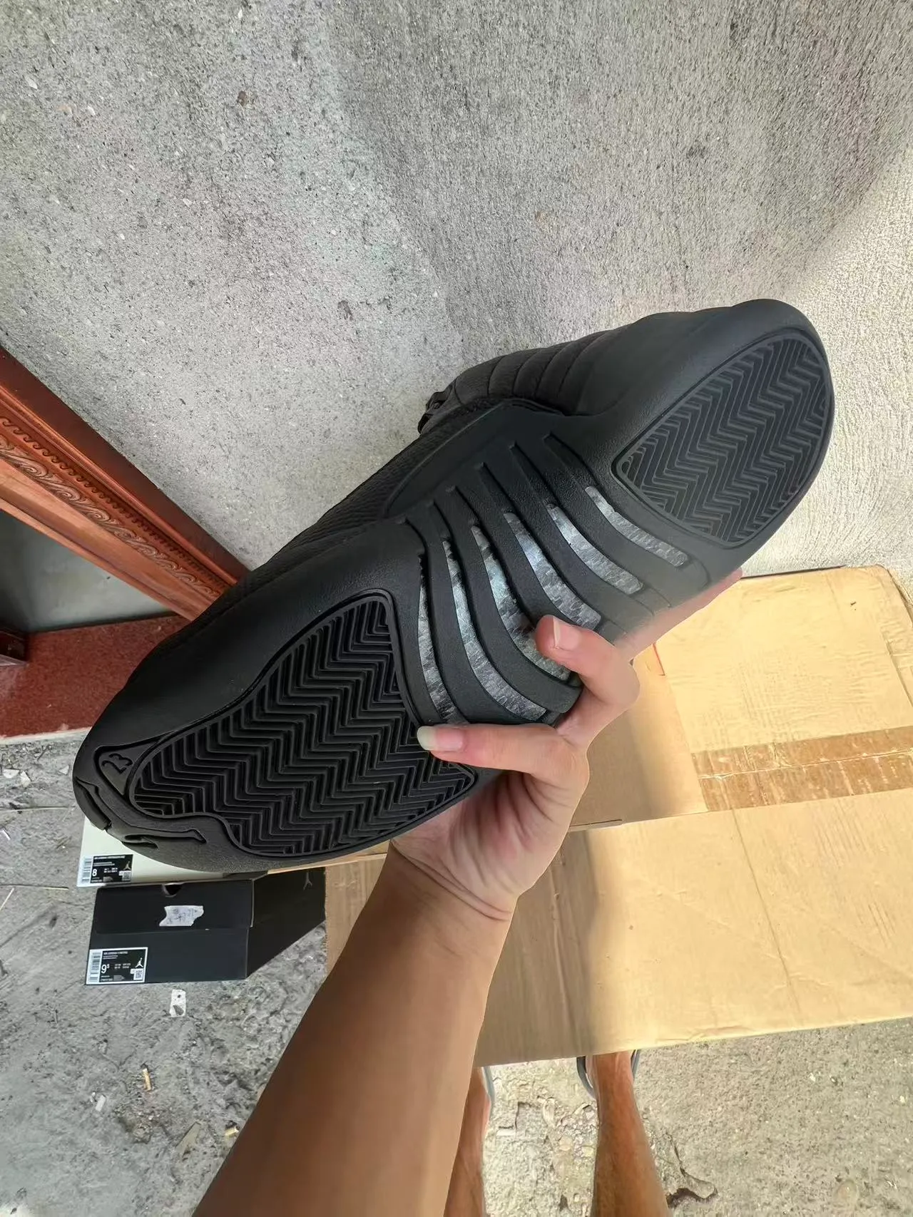 Air Jordan 12 All-Black Leather Basketball Shoes 5