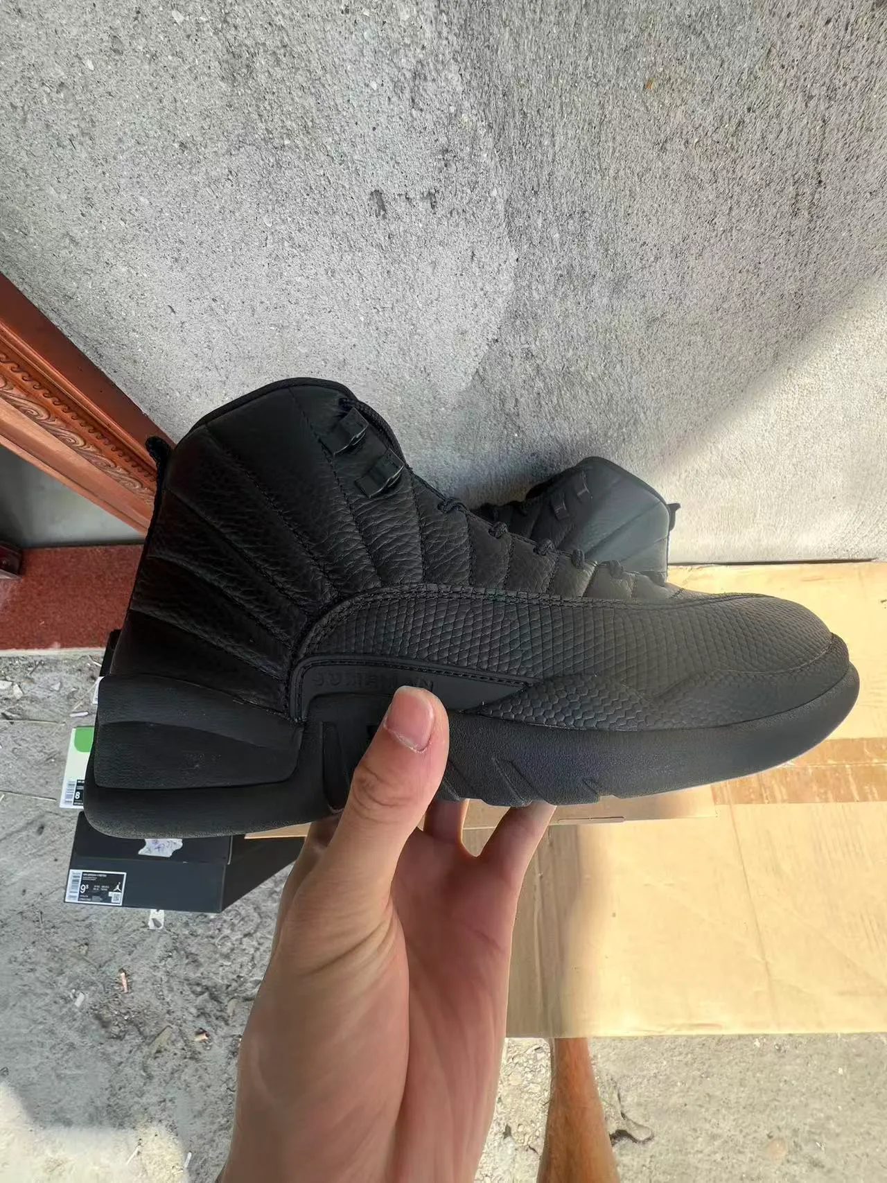 Air Jordan 12 All-Black Leather Basketball Shoes 6