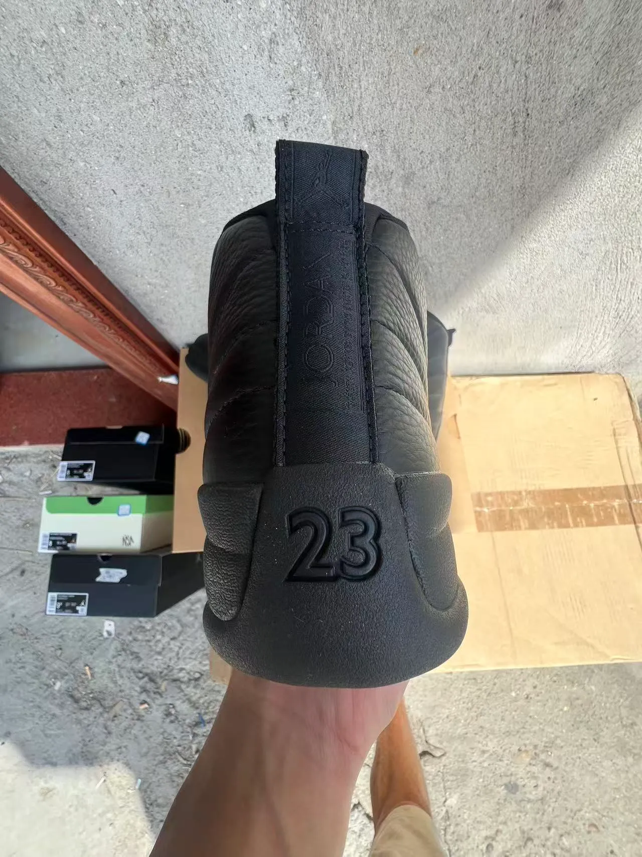Air Jordan 12 All-Black Leather Basketball Shoes 7