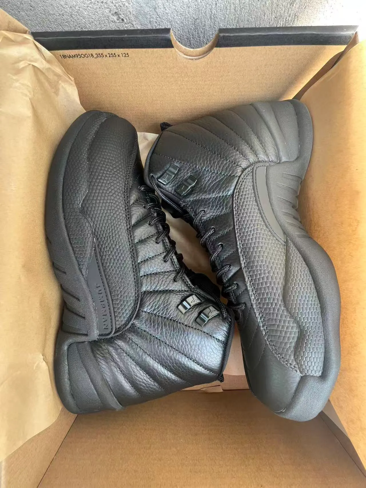Air Jordan 12 All-Black Leather Basketball Shoes 8