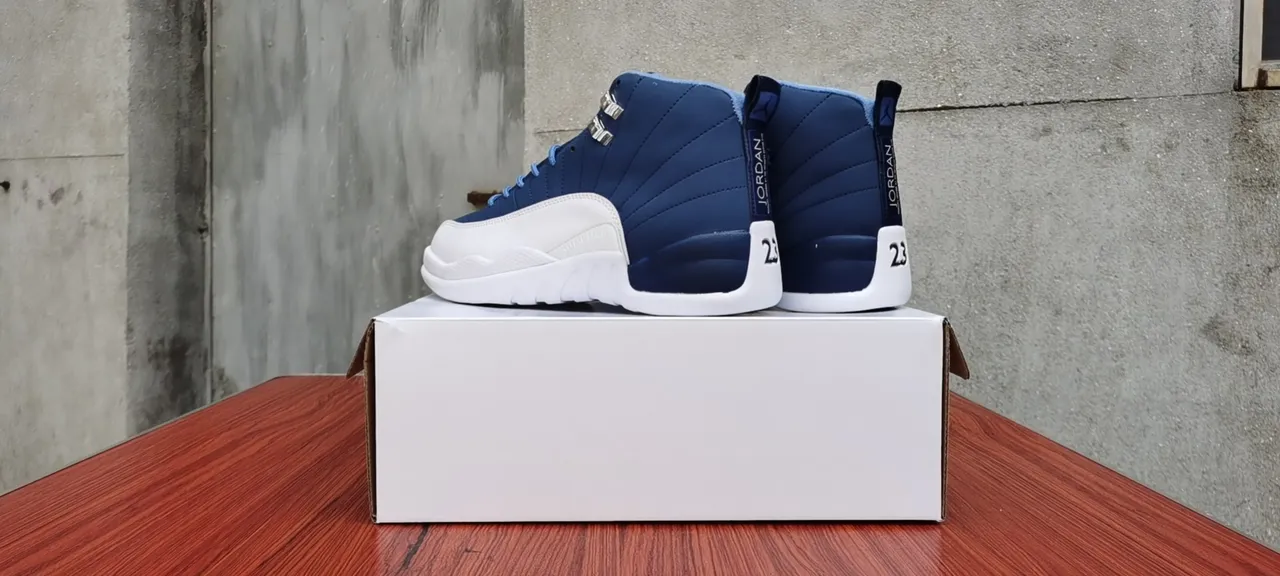Air Jordan 12 Navy and White Basketball Shoes 2