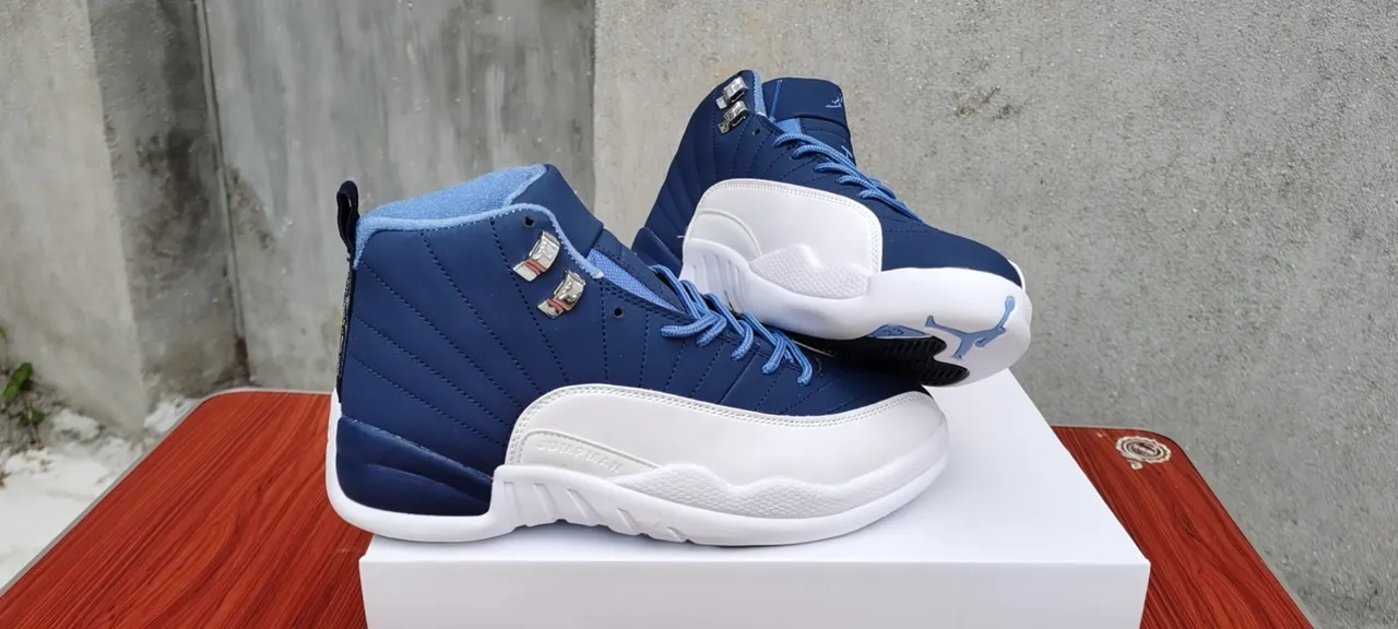 Air Jordan 12 Navy and White Basketball Shoes 3