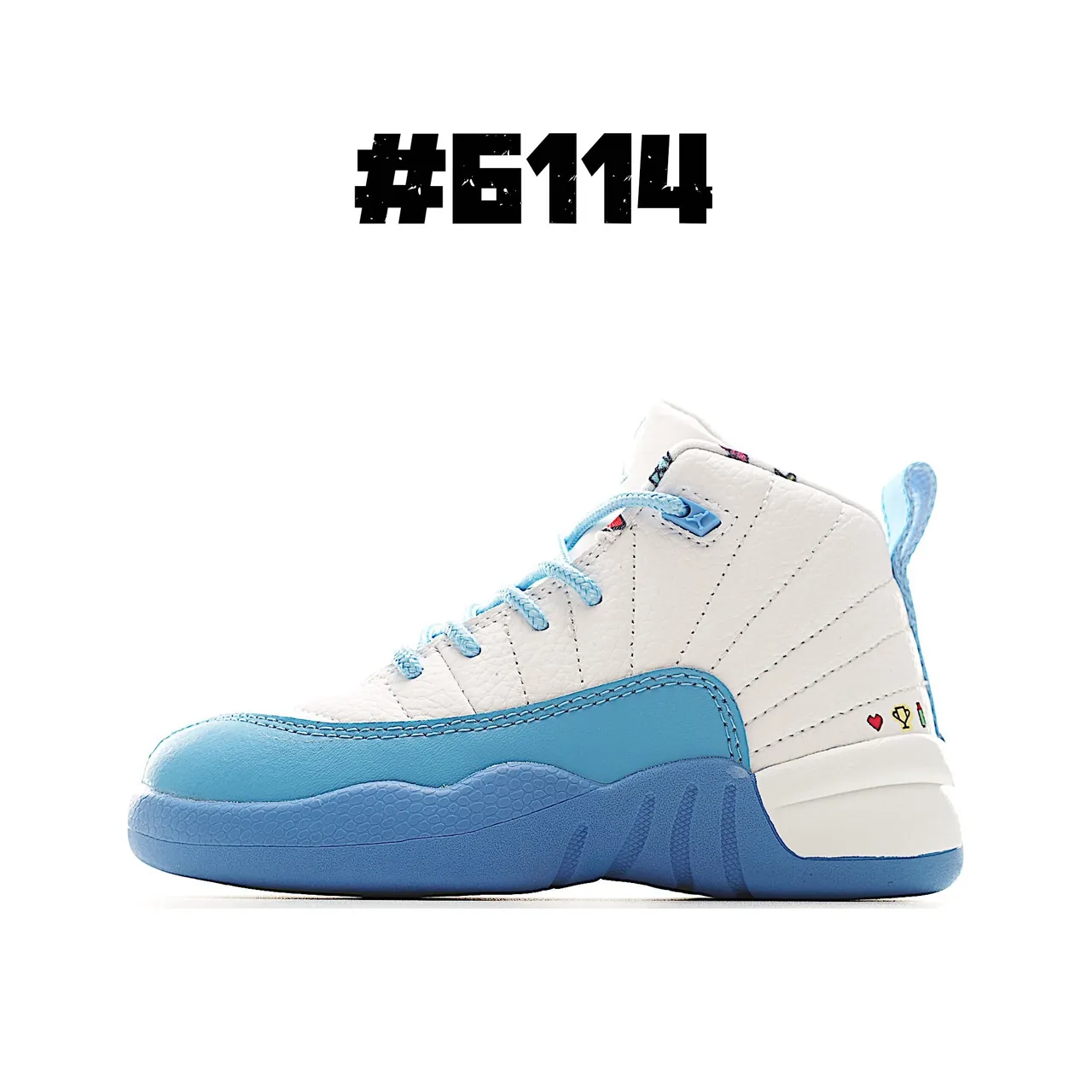 Chaussures de basketball pour enfants Air Jordan 12 blanc et bleu 6