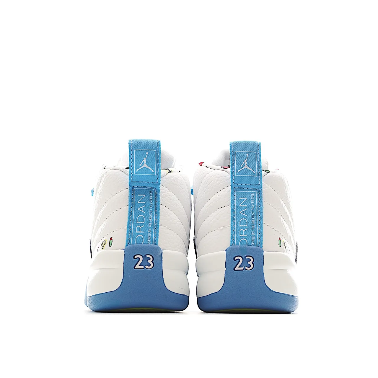 Chaussures de basketball pour enfants Air Jordan 12 blanc et bleu 13