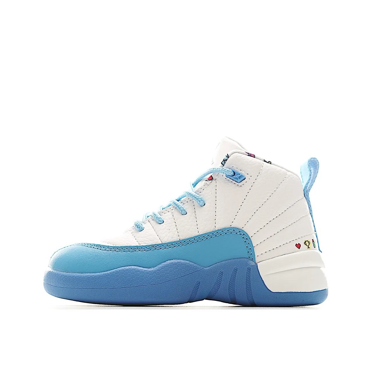 Chaussures de basketball pour enfants Air Jordan 12 blanc et bleu 17