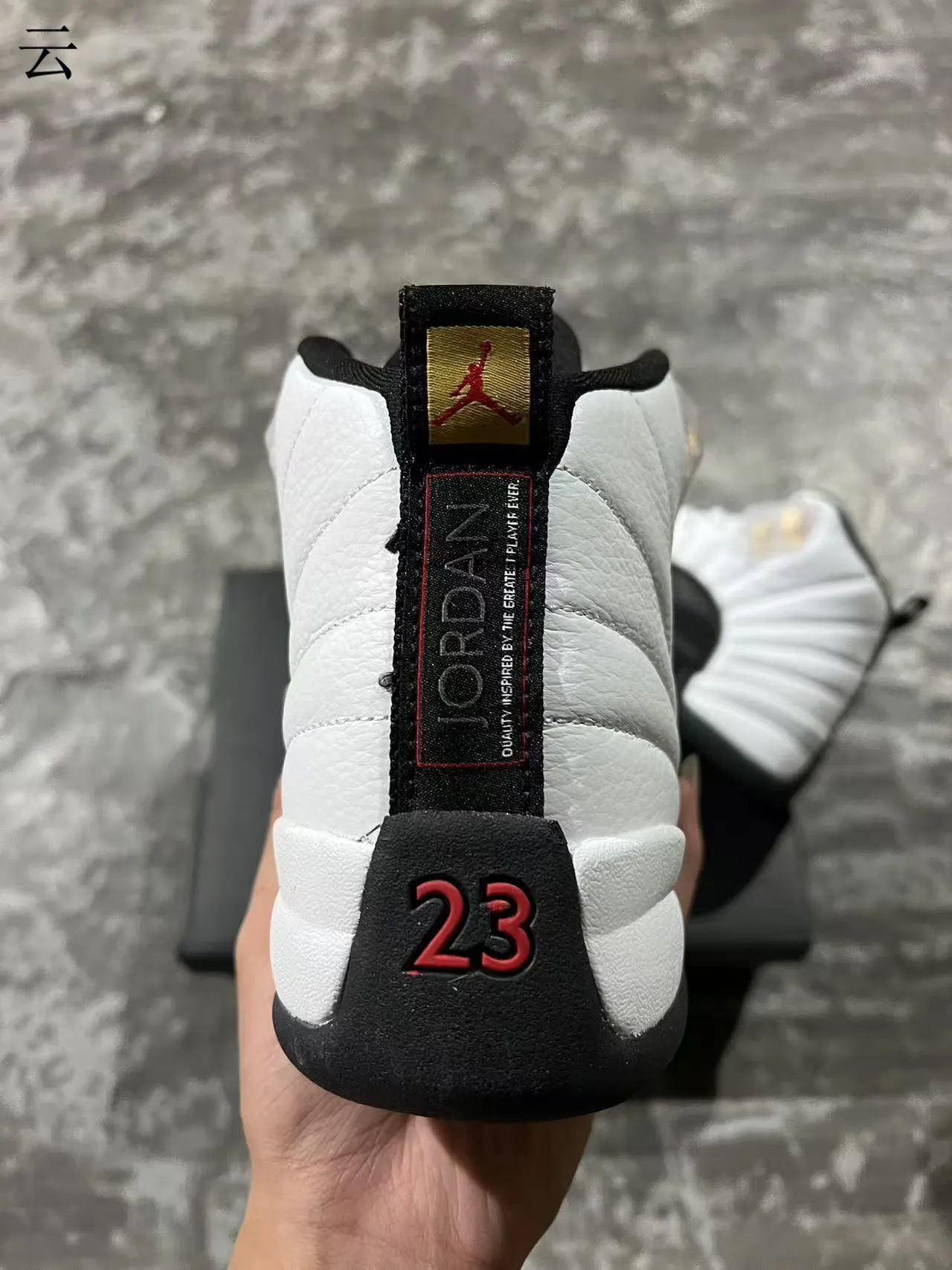 Air Jordan 12 White Black Gold Basketball Shoes 3
