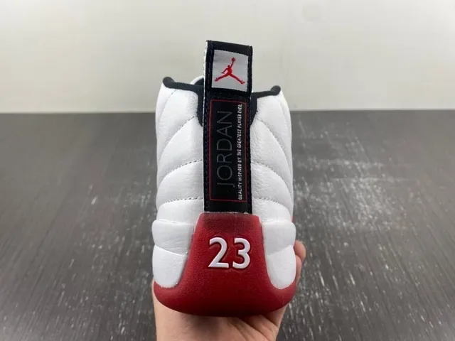 Air Jordan 12 Tênis de Basquete Branco Vermelho Preto 8