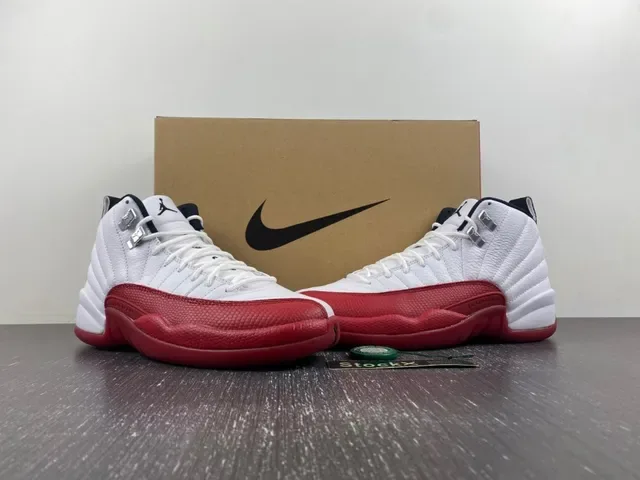 Air Jordan 12 Tênis de Basquete Branco Vermelho Preto 13