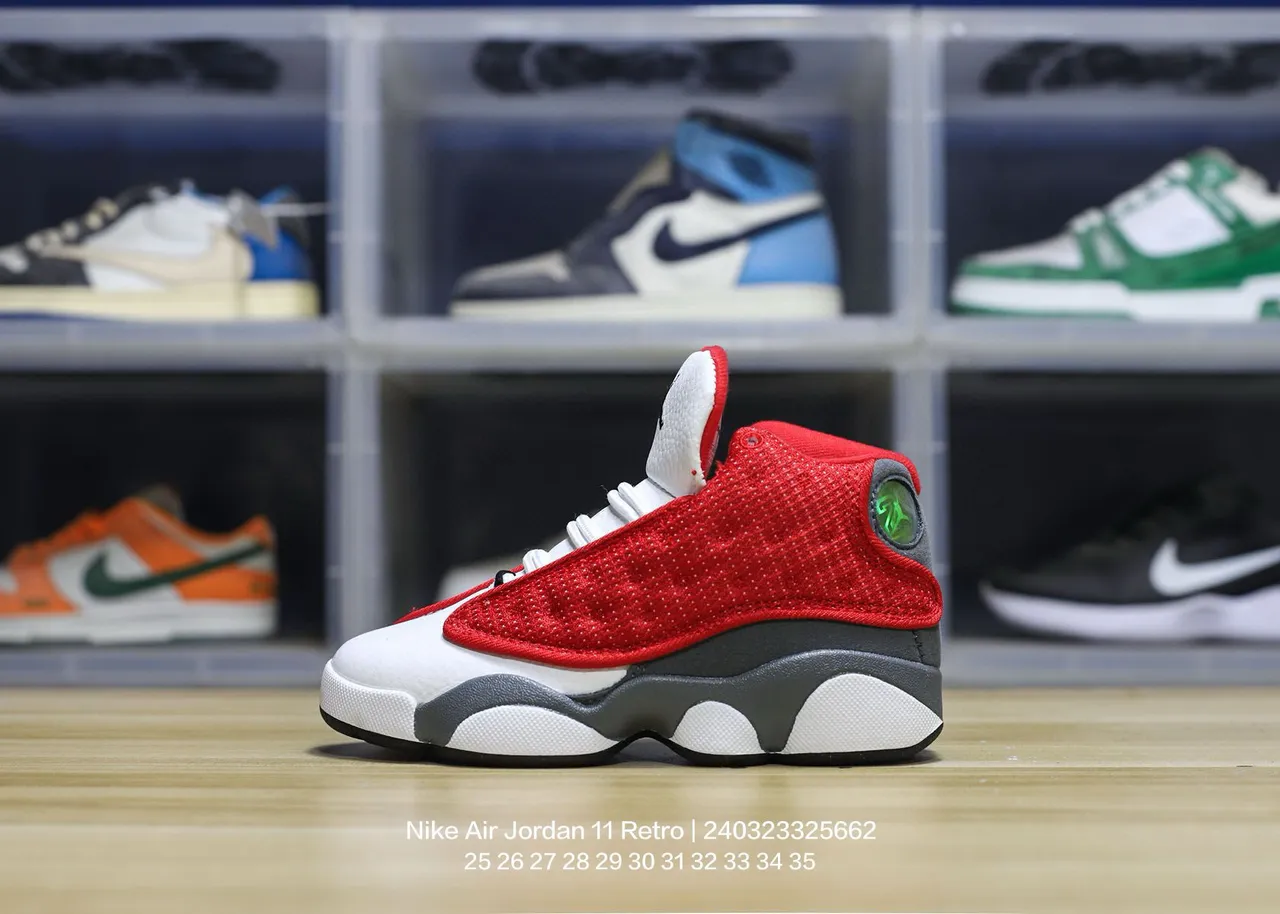 Air Jordan 13 tênis de basquete branco preto vermelho verde 7
