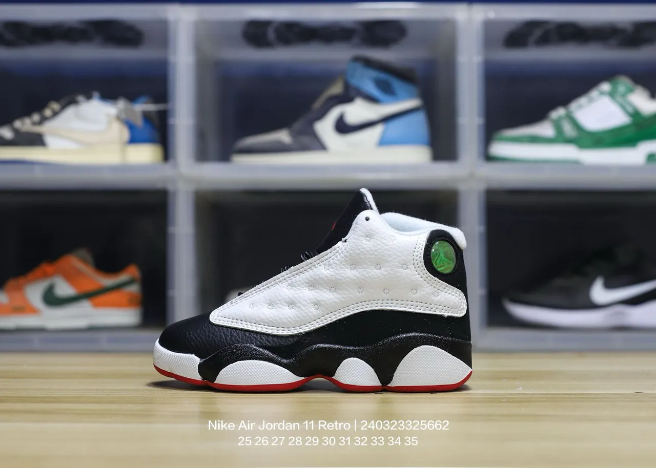 Air Jordan 13 tênis de basquete branco preto vermelho verde 10