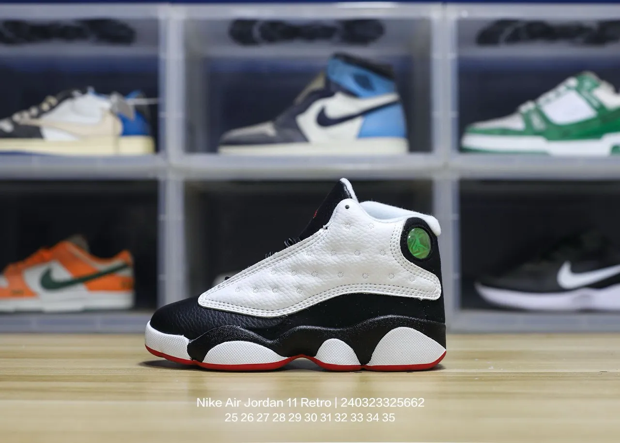 Air Jordan 13 tênis de basquete branco preto vermelho verde 12