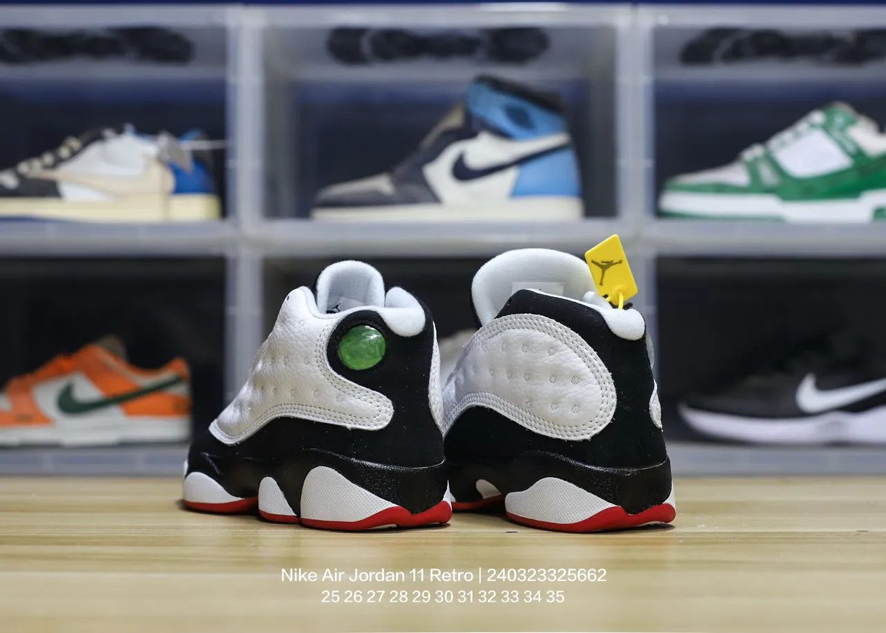 Air Jordan 13 tênis de basquete branco preto vermelho verde 17