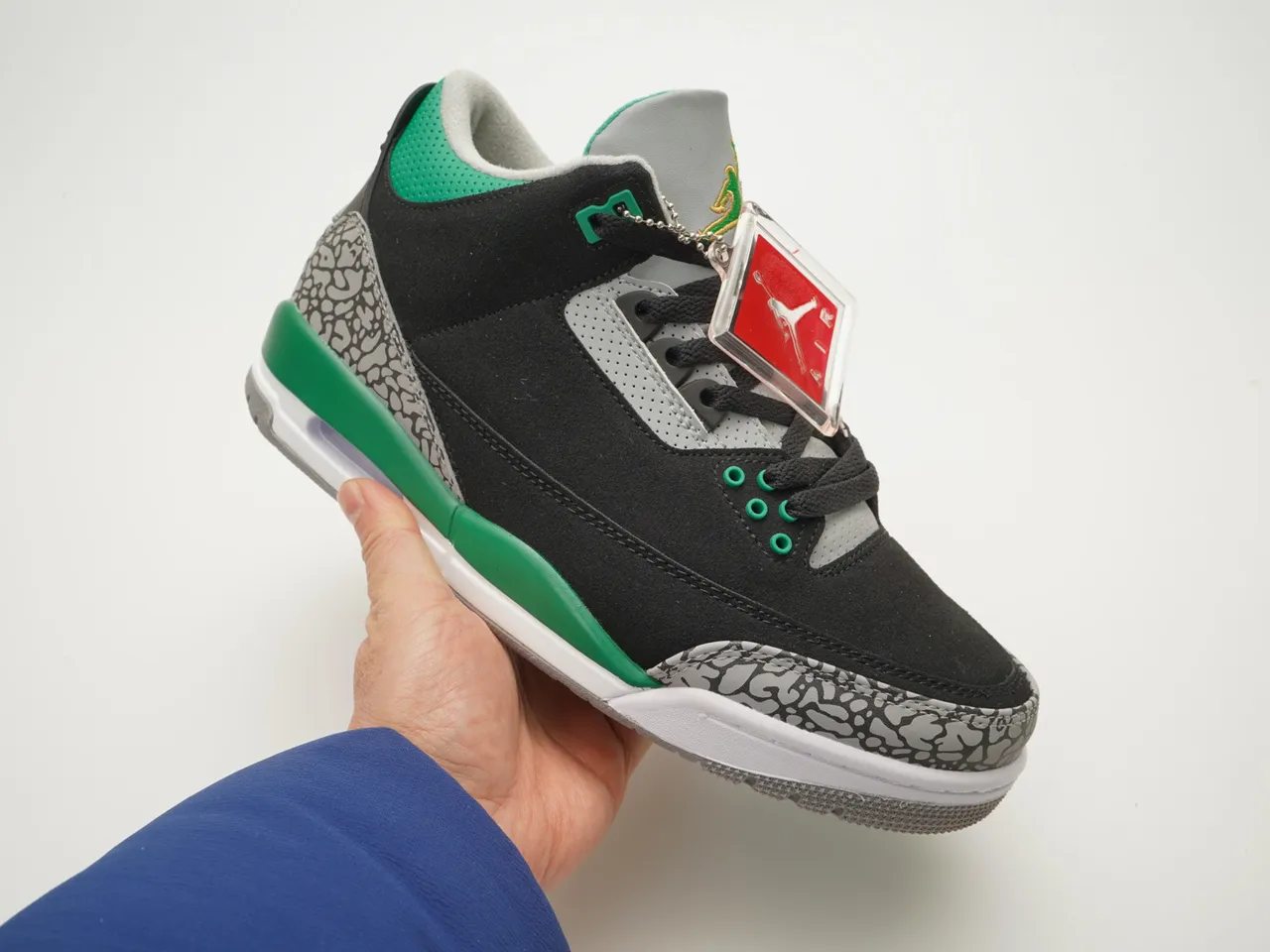 Air Jordan 3 Black Cement Green Basketball Shoes 4