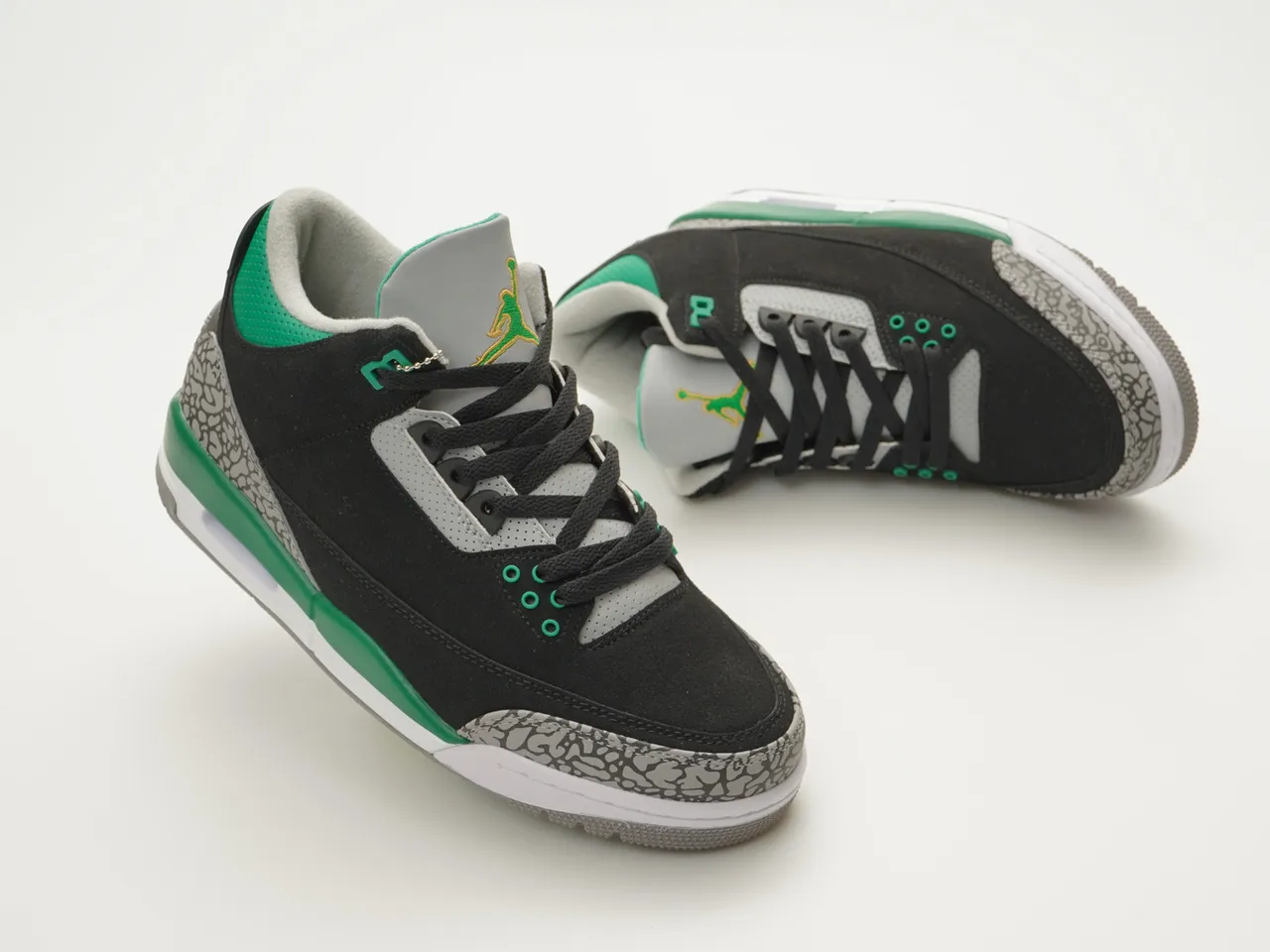 Air Jordan 3 Black Cement Green Basketball Shoes 6
