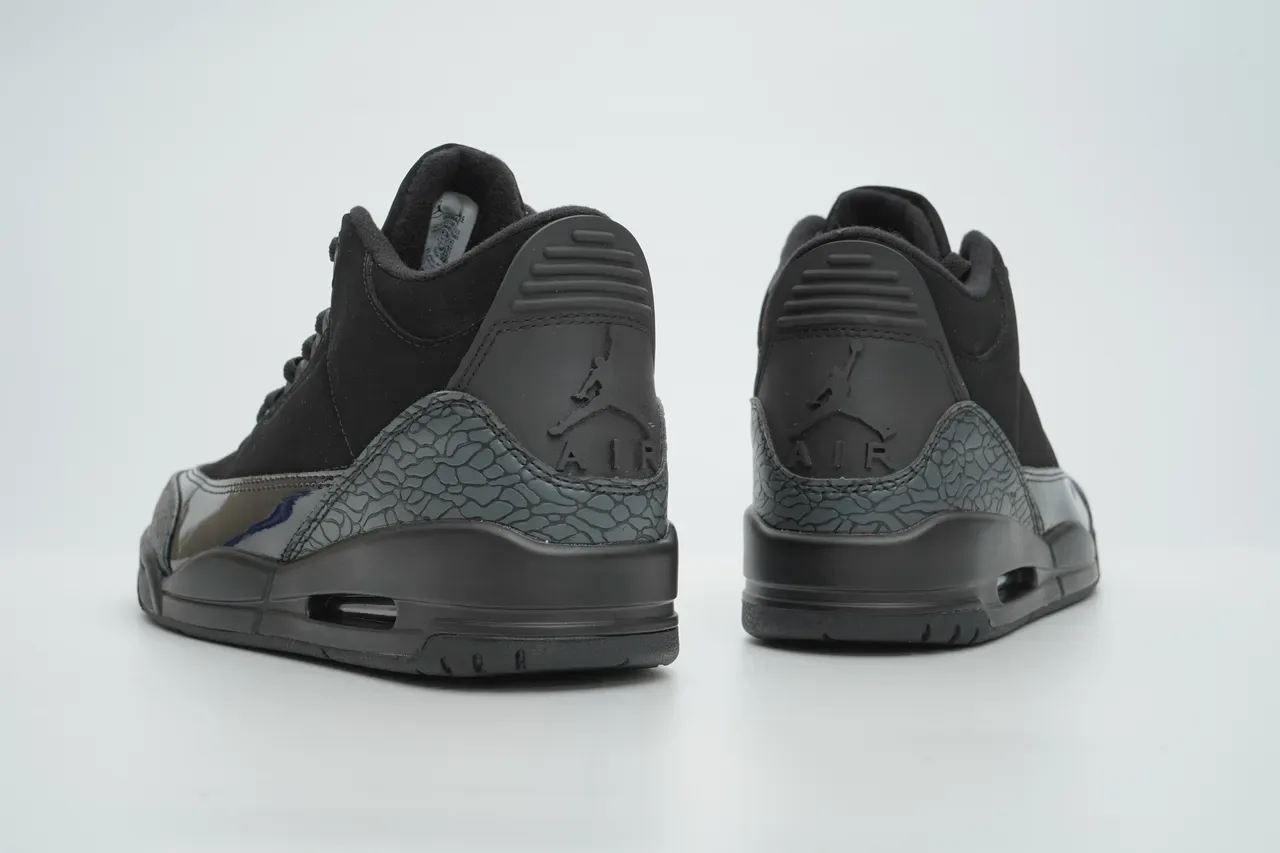 Air Jordan 3 Tênis de Basquete Preto com Estampa de Elefante 8