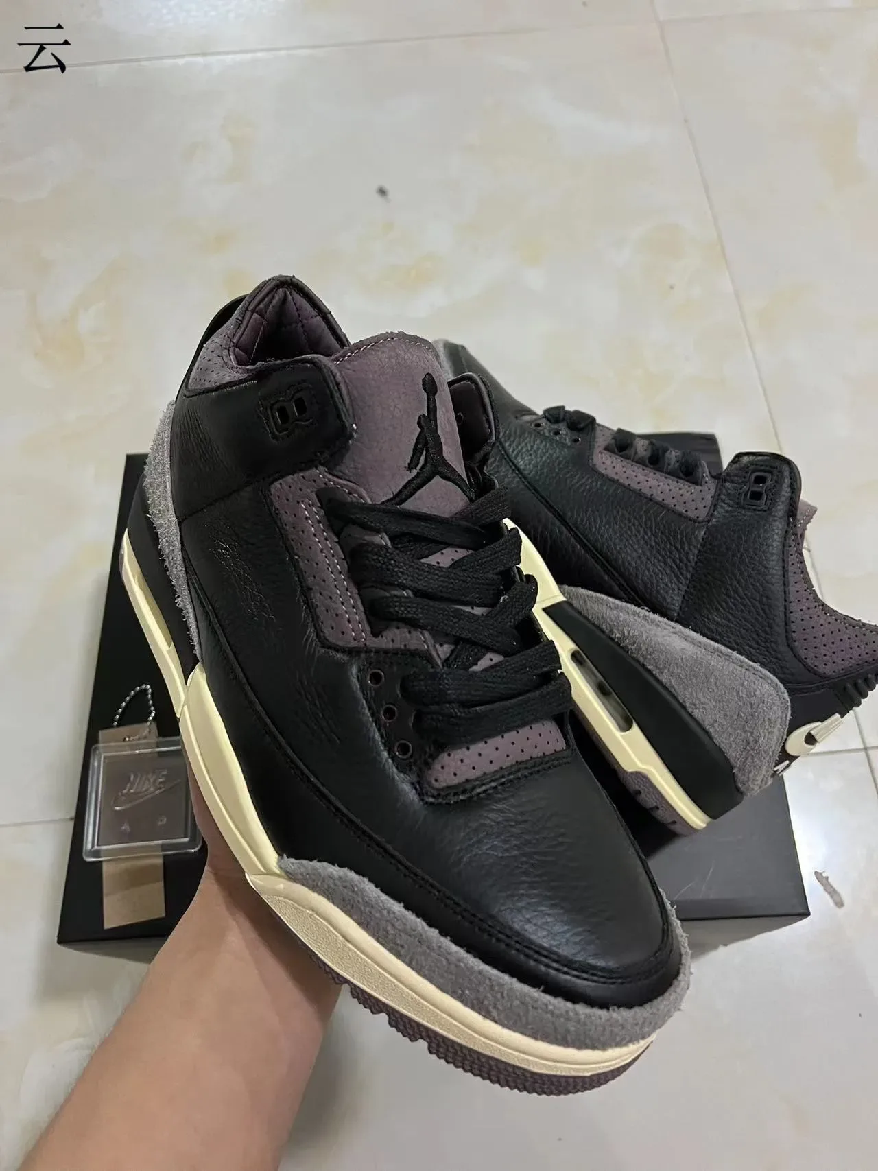 Air Jordan 3 Noir Gris Crème Chaussures de Basketball 2