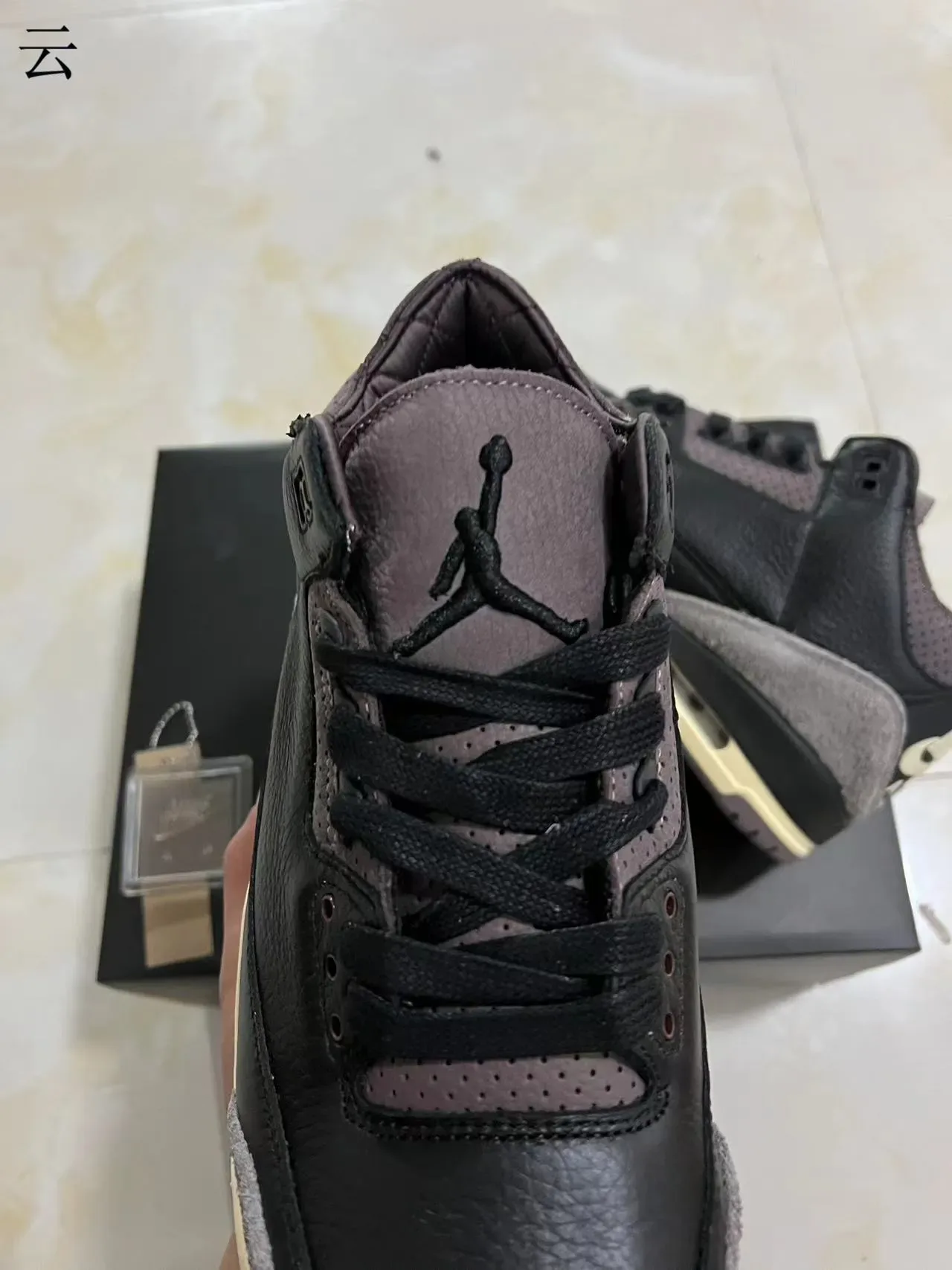 Air Jordan 3 Noir Gris Crème Chaussures de Basketball 4