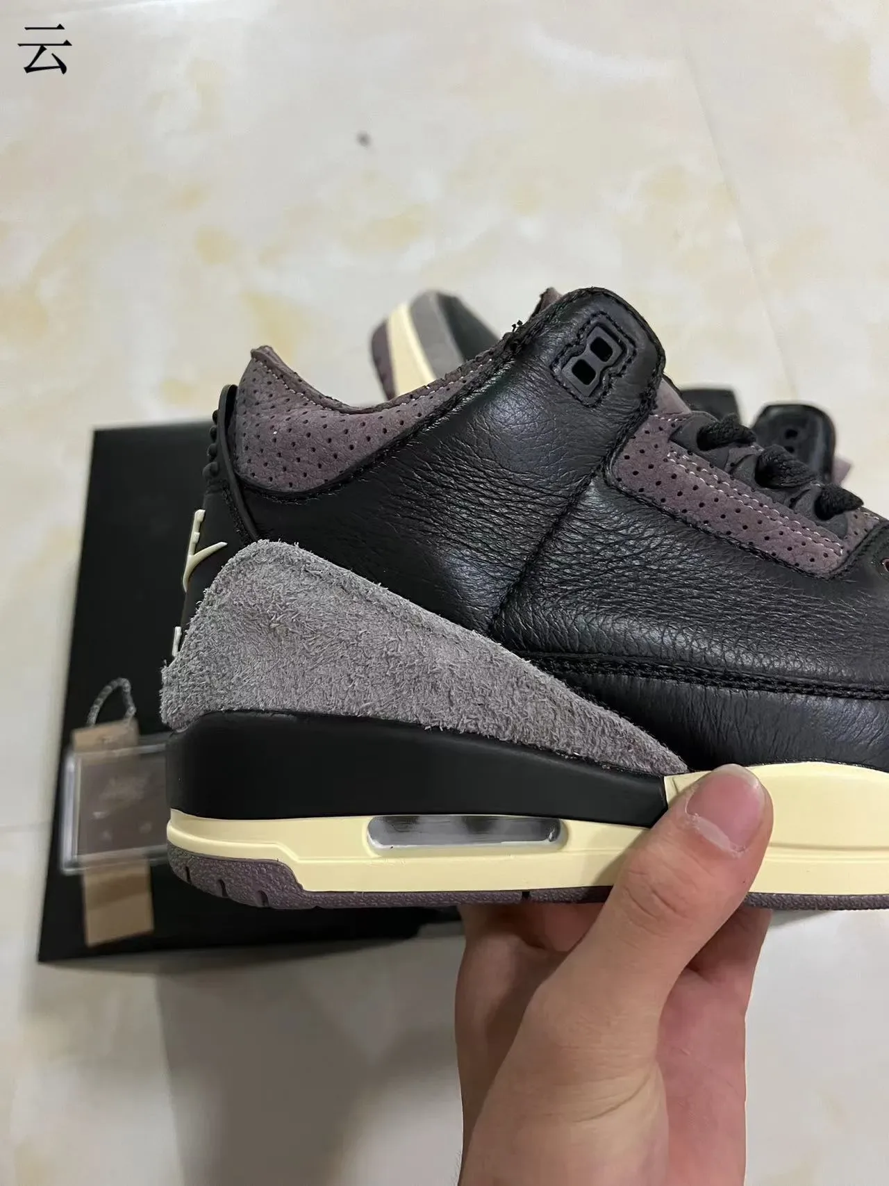 Air Jordan 3 Noir Gris Crème Chaussures de Basketball 7
