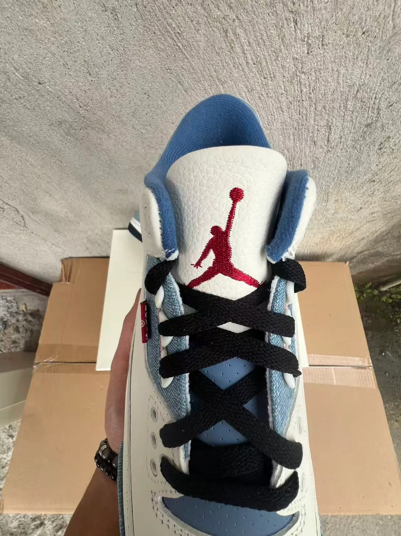 Air Jordan 3 Denim Panel White Navy Basketball Shoes 6