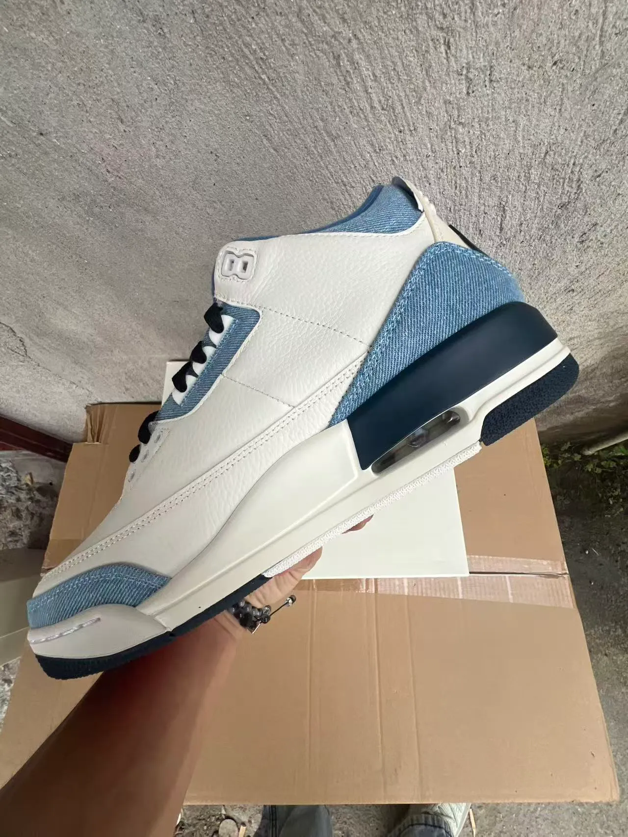 Air Jordan 3 Denim Panel White Navy Basketball Shoes 7