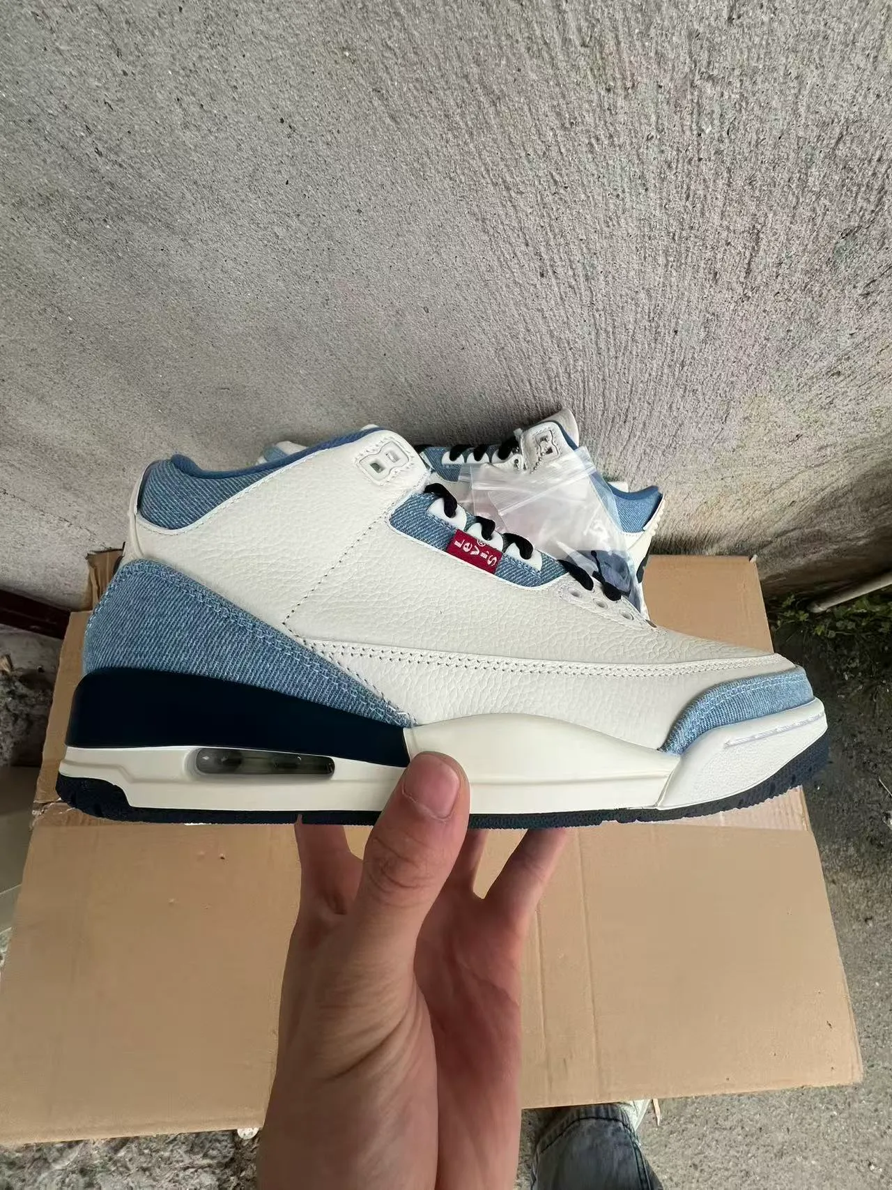 Air Jordan 3 Denim Panel White Navy Basketball Shoes 9