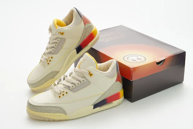Air Jordan 3 Off-White Elephant Print Gradient Heel Basketball Shoes 4