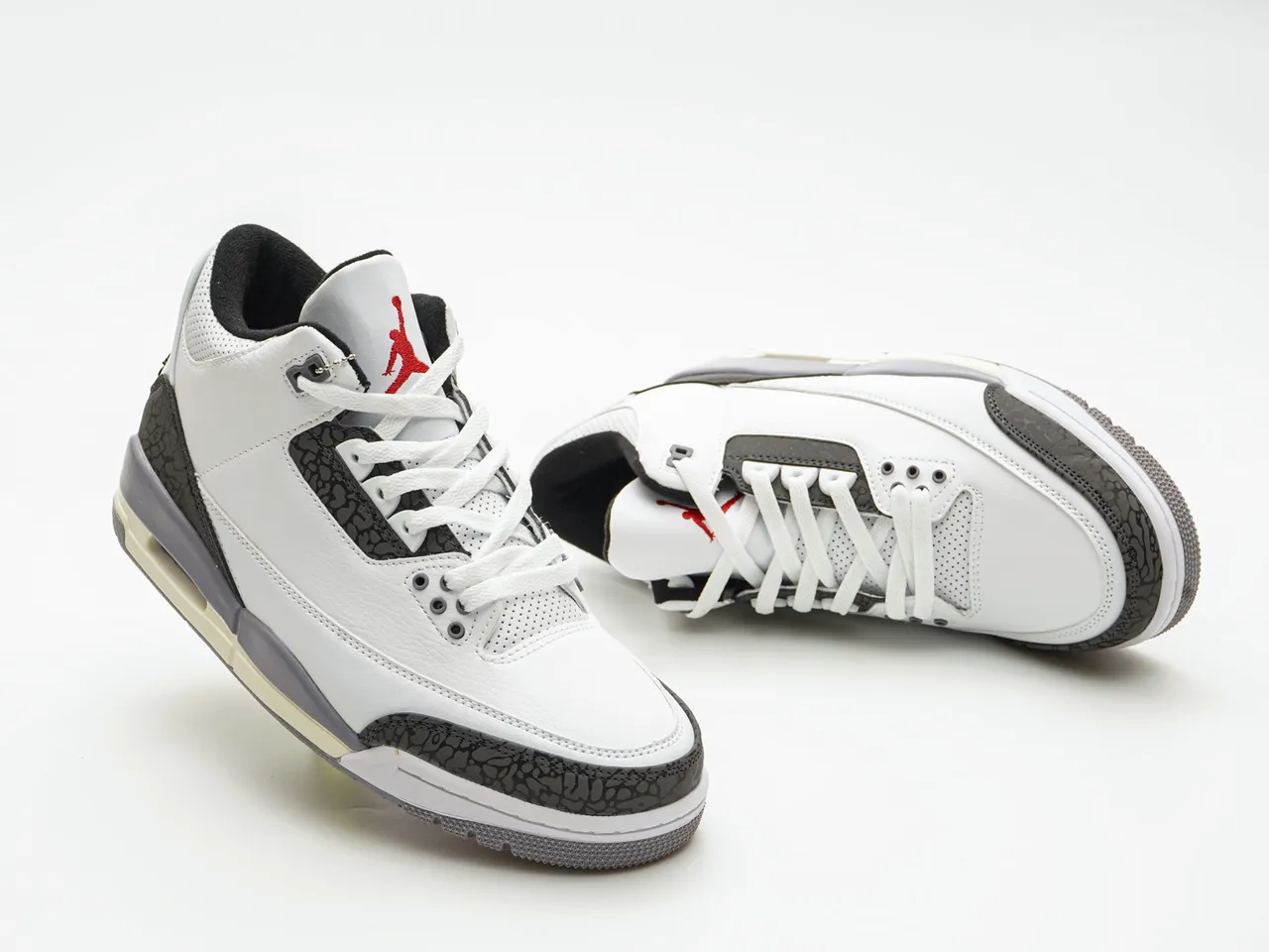 Air Jordan 3 Branco Cimento Impressão de Elefante Tênis de Basquete 6