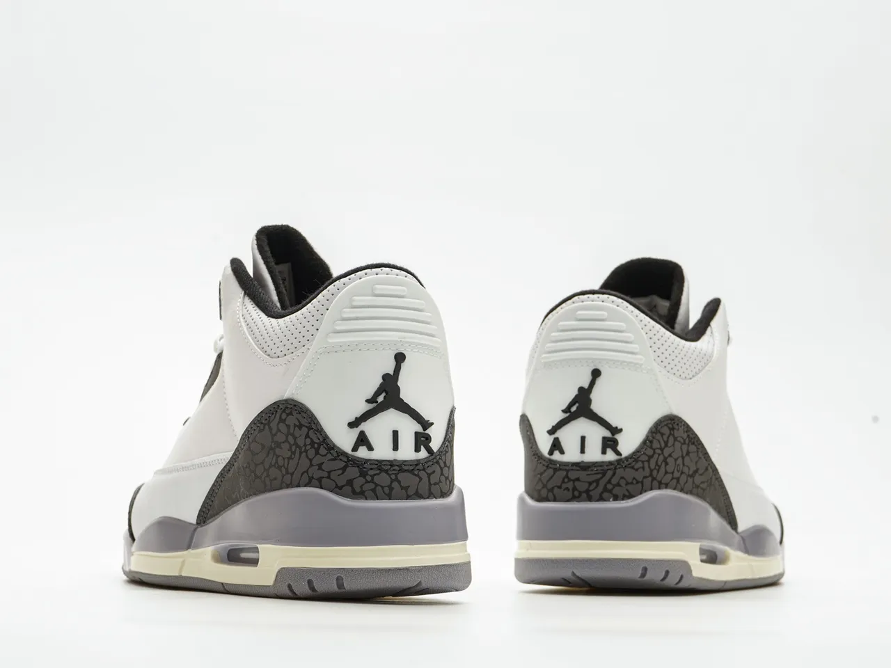 Air Jordan 3 Branco Cimento Impressão de Elefante Tênis de Basquete 7