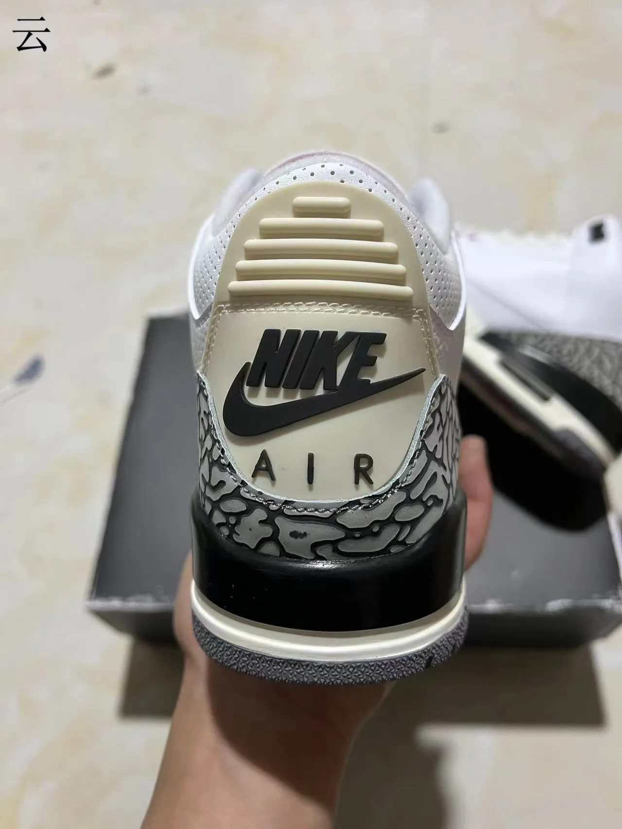 Chaussures de basketball Air Jordan 3 White Cement à imprimé éléphant 9