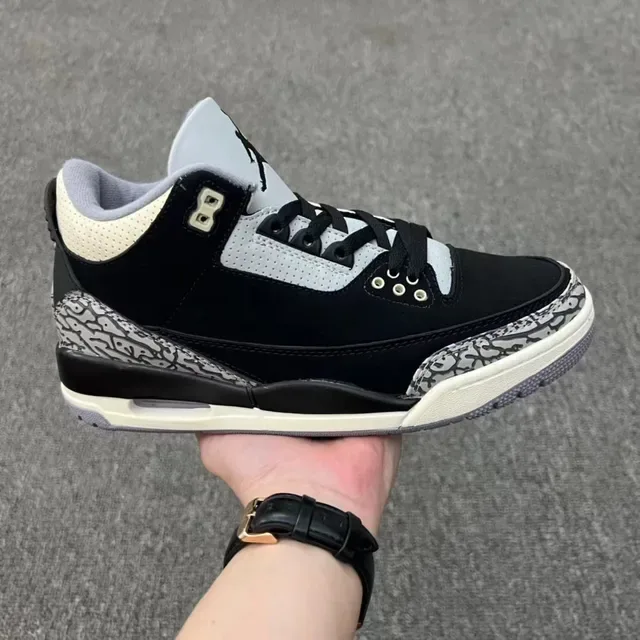 Air Jordan 3 Chaussures de Basket Blanc Ciment Imprimé Éléphant 2