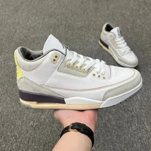 Air Jordan 3 Chaussures de Basket Blanc Ciment Imprimé Éléphant 6