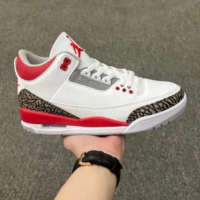 Air Jordan 3 Chaussures de Basket Blanc Ciment Imprimé Éléphant 10