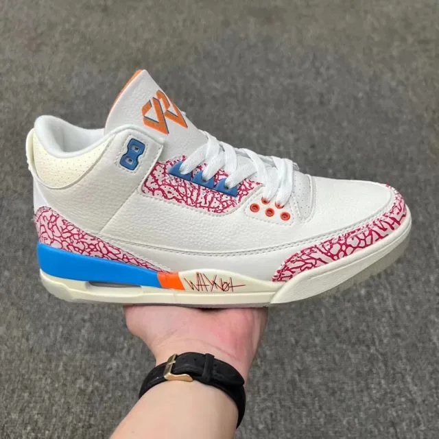 Air Jordan 3 Chaussures de Basket Blanc Ciment Imprimé Éléphant 14