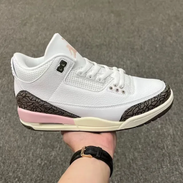 Air Jordan 3 Chaussures de Basket Blanc Ciment Imprimé Éléphant 15