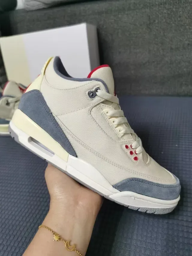 Air Jordan 3 Chaussures de Basket Blanc Ciment Imprimé Éléphant 17