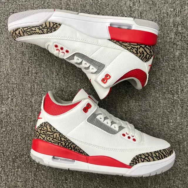 Air Jordan 3 Chaussures de Basket Blanc Ciment Imprimé Éléphant 24