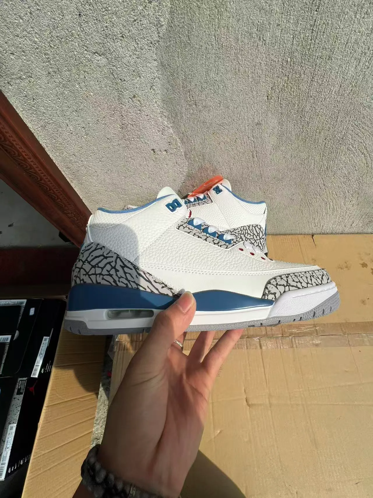 Air Jordan 3 White Cement Gray University Blue Basketball Shoes 7