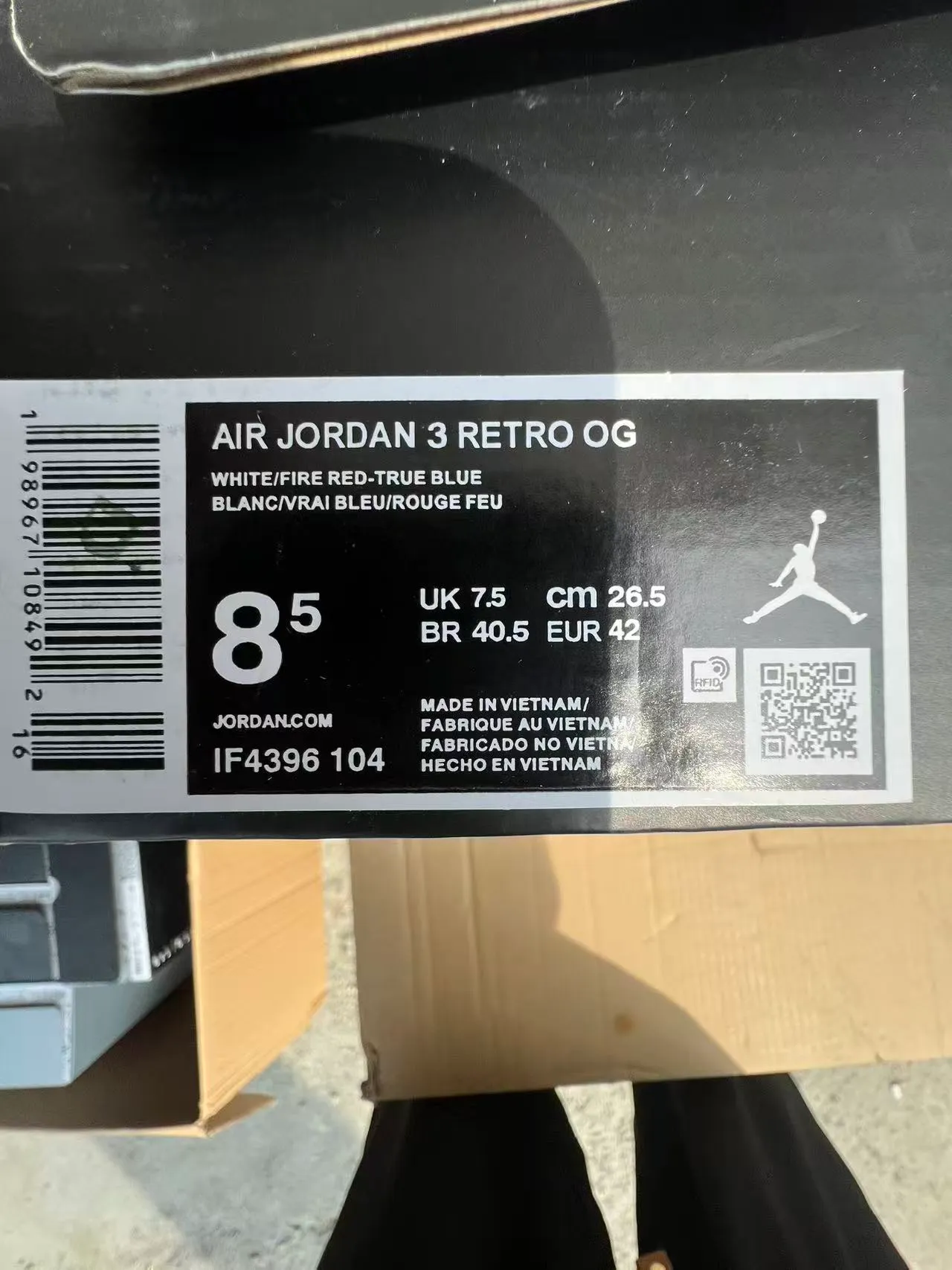 Air Jordan 3 White Cement Gray University Blue Basketball Shoes 10