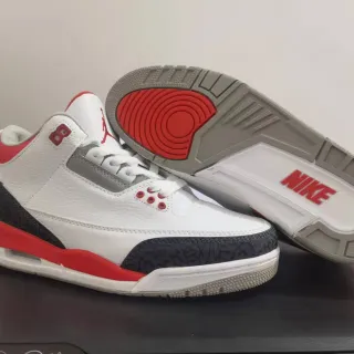 Air Jordan 3 White Cement Red Basketball Shoes