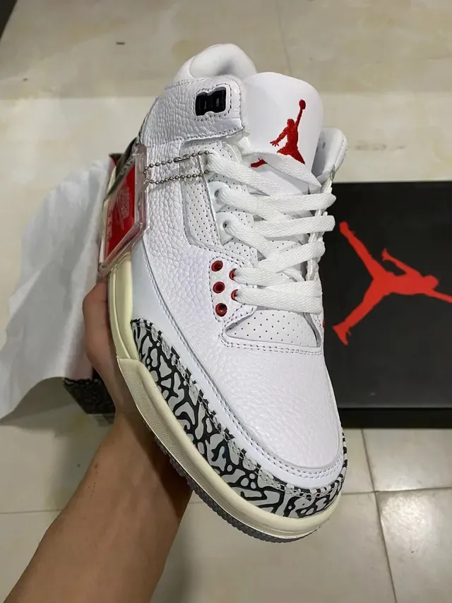Air Jordan 3 Chaussures de Basketball à Imprimé Éléphant Blanc 2