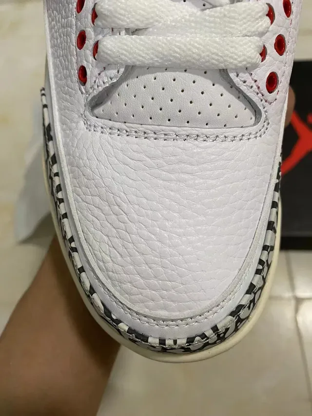 Air Jordan 3 Chaussures de Basketball à Imprimé Éléphant Blanc 3
