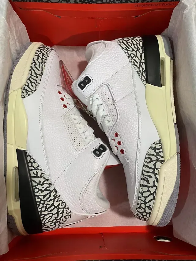 Air Jordan 3 Chaussures de Basketball à Imprimé Éléphant Blanc 7