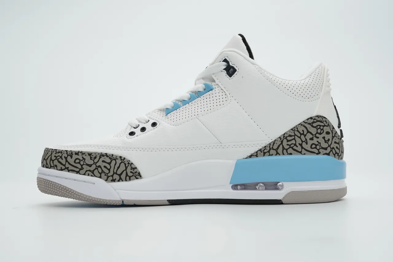 Air Jordan 3 White Light Blue Elephant Print Basketball Shoes 10